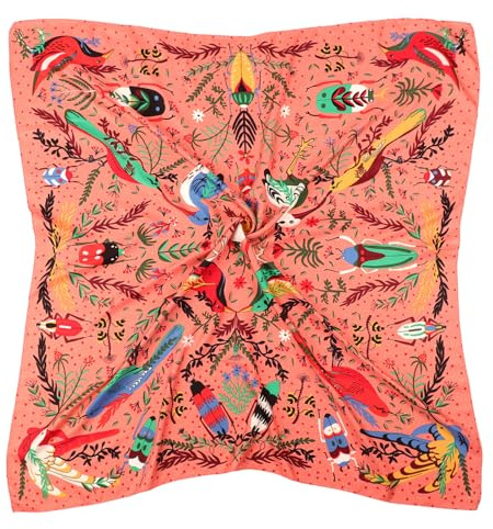 DRESHOW Pañuelos Satén Cuadrados Grandes Pelo Accesorios Seda de Playa Estampado Clásico para Mujer
