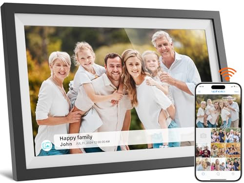 Digitaler Bilderrahmen WiFi 16GB, Digitale Bilderrahmen 10,1 Zoll, Teilen von Fotos auf Elektronischer Bilderrahmen via App von überall, 1280x800 Touch Screen, Auto-Rotate (White)