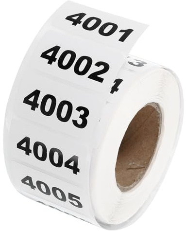 sourcing map 1 Roll Inventory Number Sticker, 4001-5000 Consecutive Numbered Labels Self Adhesive Waterproof Labels Tag for Storage Classification Supplies (1.6x0.8 Inch)
