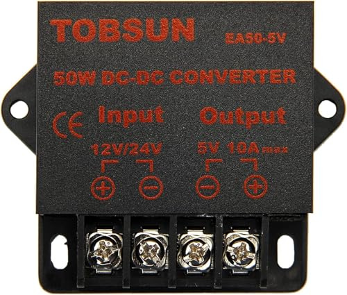 DC 12V/24V to 5V 10A Converter, Step-Down Voltage Regulator, Buck Power Supply Transformer for Automotive and Electronics (DC 12V/24V to 5V 10A)