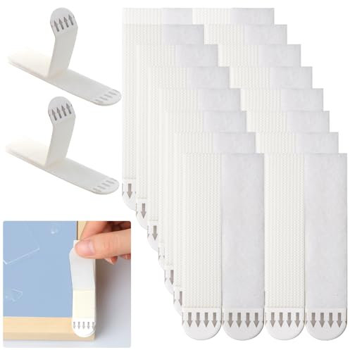 Maxqzin 24 Pairs (48 Strips) Picture Hanging Strips,Picture Hangers Removable Wall Hangers Without Nails for Frames Mounting Wall Decor Refill Adhesive Poster Strips