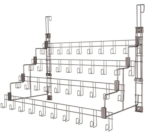 EASY-UP Schneiders Pro Portable Tiered Bridle and Tack Racks | Multi-Tier Horse Tack Storage for Barn and Shows | Durable Rust-Resistant Steel with Flexible Mounting | 40 Hook | Color Gray Armor