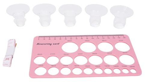 Bröstvårtstorleksmätare i Mjuk Silikon för Ammande Mödrar, Bröstpump Fläns Storlek Mätverktyg Kit med Storlekar 13-15-17-19-21mm och 1,5m Mätsnöre