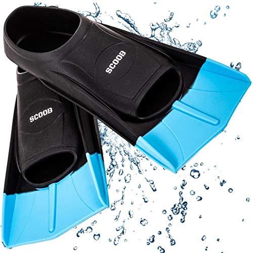 Swimming Flippers Training Swim Fins Short Blade For Snorkeling Diving Pool Activities Men Women Kids New Smart Camp Trendy Design Travel Size Mesh Bag (black-blue, 36-38 M)