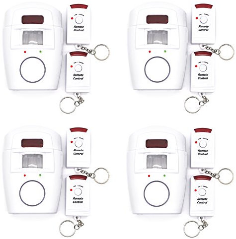 Adapter-Universe 4X Infrarot Alarmanlage Sicherheitssystem Sensor Bewegungsmelder Kabellos mit Fernbedienung Sirene Alarm Erkennungssensor
