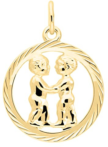 MyGold A-04433-G302-Zwi - Ciondolo con segno zodiacale dei gemelli, senza catenina, in oro giallo 333 (8 carati), taglio a diamante, diametro 15 mm