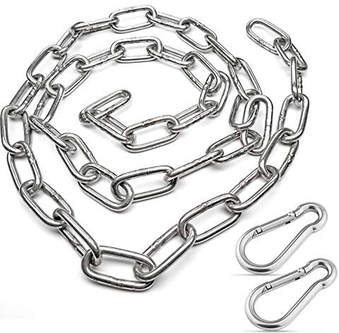 Chaîne de Chaise Suspendue en Acier Inoxydable de 1 m avec Deux mousquetons, kit de Suspension pour hamac, Sacs de Frappe, Pilates, Accessoires de matériel d'intérieur et d'extérieur