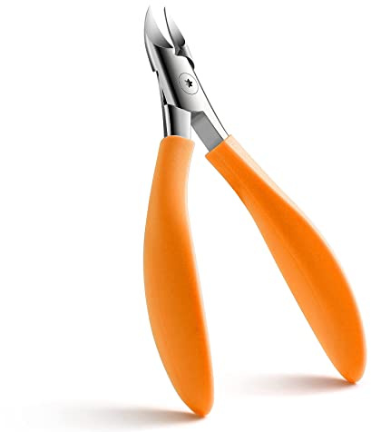 FVION Precision Toenail Clippers for Thick or Ingrown Toenails, Thick Fingernail Toenail Cutter/Colorful Nail Clippers Heavy Duty Stainless Steel - Velvet Soft Grip Handle (Orange)