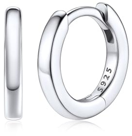 Silvora Petit Créoles Argent 925 Femme 8mm Boucle d'Oreille Mini Anneau Oreille Homme Femme pour Os de l'Oreille Blanc Hoop Earring Silver Women Bijoux Cadeau Copine Noël Anniversaire
