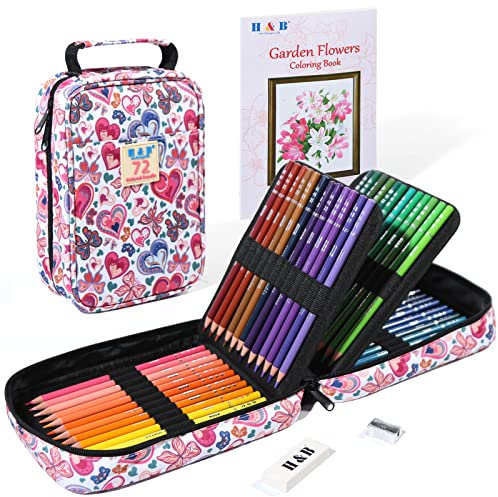 72 Buntstifte-Set mit tragbarer Reißverschlusstasche, Skizzenblock, Zeichnung und Kunstbedarf, professionelle Buntstifte, für Künstler, Kinder, Erwachsene, Jugendliche