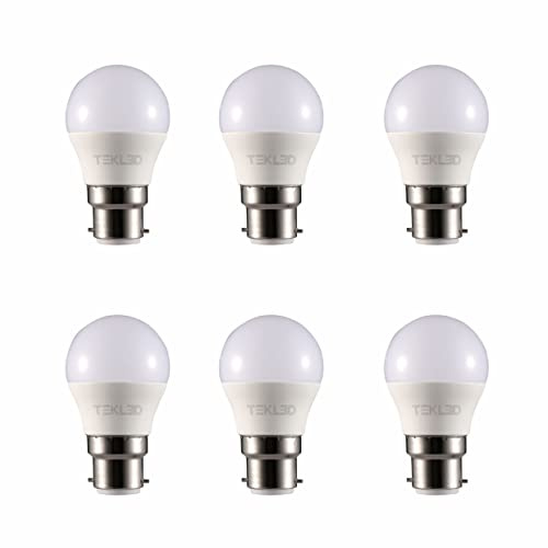 TEKLED G45 LED Golf Ball Bulbs, B22 Bayonet Cap 5W (40W Eq.) Warm White 2700K, Non-Dimmable Energy Saving Small Globe Lamp for Cozy Living Room & Bedroom Fixtures, 6 Pack