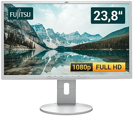Fujitsu B24-8 T Monitor|23,8 Zoll/60,45cm|TFT Monitor Flachbildschirm|1920x1080|1000:1|250cd/m²|5ms|DisplayPort&VGA&DVI|interne Lautsprecher|Weiß/Hellgrau(Generalüberholt), 33299292-APrime