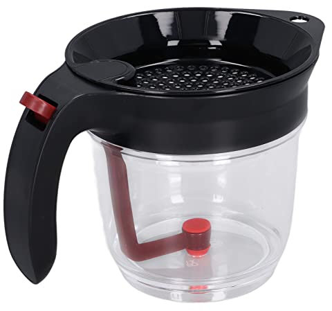 Fockety Séparateur de Graisse 1000 ML, Séparateur de Sauce Durable ABS sans BPA Multifonctionnel, Séparateur de Graisse Portable avec Passoire Intégrée pour la Cuisson de la Dinde