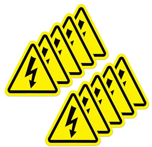 YIKIADA Pegatina Riesgo Eléctrico Adhesiva - Cartel Riesgo de Accidente por Electricidad Medida 10 CM X 10CM - 10ud