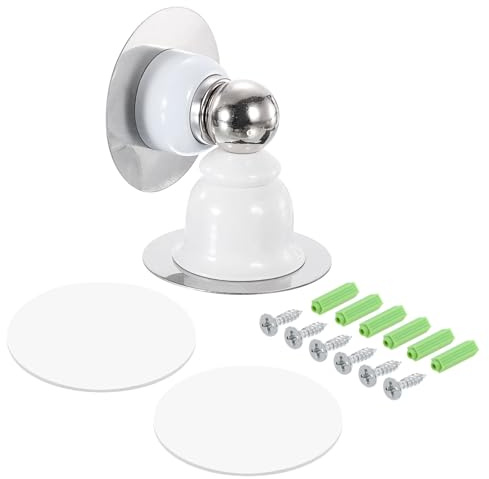 QUARKZMAN Magnetisk dörrhållare, dörrstopp i rostfritt stål med magneter, golvdörrhållare med självhäftande och skruvmontering, Vit