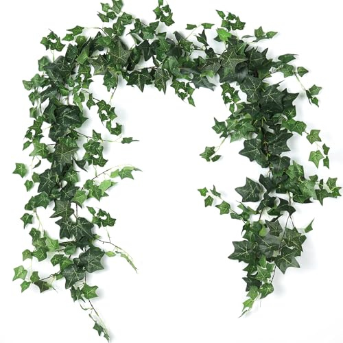 RECUTMS 3 Strands Artificial Ivy Vines 6.3Ft Green Ivy Garland Faux Hanging Plants Greenery Decoration Artificial Vines for Spring Home Decor Indoor Home Wall Wedding Room Easter Decor(Green)