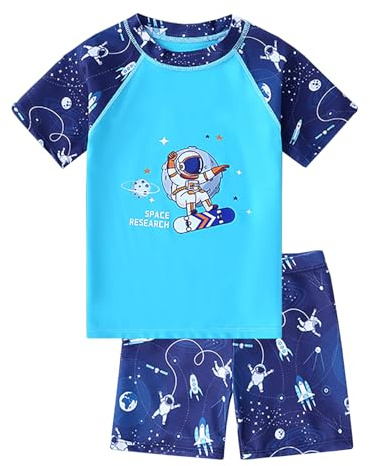 NautySaurs Maillot de bain 2 pièces pour garçon avec maillot de bain 2 pièces motif dinosaure requin, Astronaute., 5-6 ans