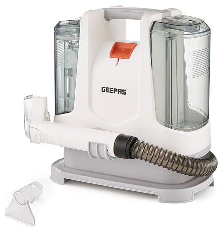 GEEPAS Portable Spot Cleaner | Stain Remover for Carpet Sofa Car Pet Beds Stairs Upholstery | Lightweight Compact Corded Dual Removable Tanks Powerful Suction 2 Cleaning Heads | 2 Year Warranty 400W