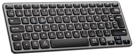 iClever Clavier Bluetooth, Clavier sans Fil, Compact, Ultra-Mince, Rechargeable, AZERTY Français pour iOS, Mac, Windows, Android,Gris