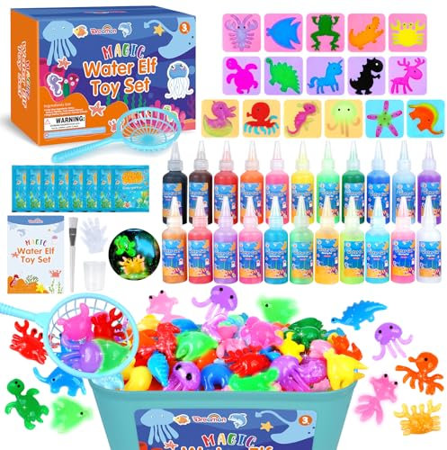 Dreamon Aqua Fairy Water Gel Kit with 22 Colors, 16 Molds Water Gel Toy Kit, DIY Aqua Fairy Gel Toys, Art Crafts Gifts for Kids Age 3+