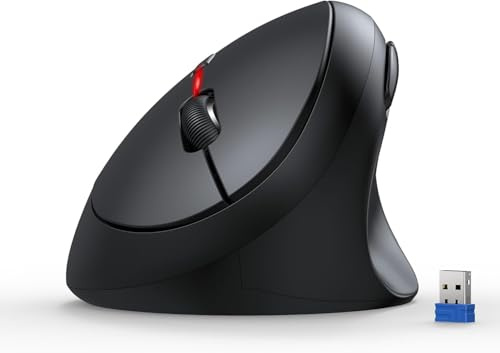 TECKNET Ergonomische Maus Bluetooth, Wiederaufladbar Maus Kabellos mit 3 Gerät (BT 5.0/3.0 + 2.4G), 6 Tasten, 4800 DPI Leise Vertikale Funkmaus für Laptop, Computer, iPad, Mac, Windows