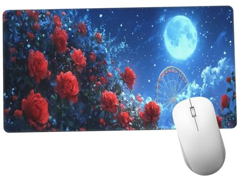 Rosa Alfombrilla Ratón 1400x600x3mm Alfombrilla Raton XXL Grande con Base de Goma Antideslizante, Lavable, Accesorios Gaming Luna, Ordenador Gamer Regalos, Mouse Pad Gaming Mejora La Velocida Y894