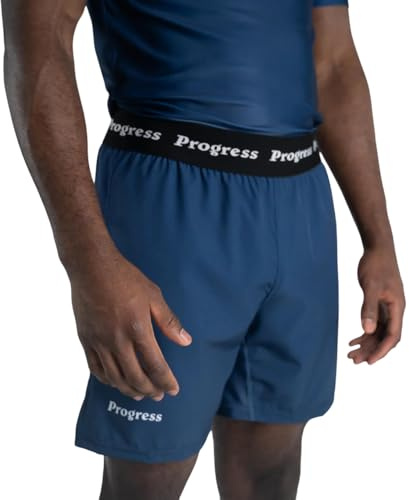Progress Jiu Jitsu Academy BJJ Short de bain confortable et durable pour homme, bleu marine, Taille XL