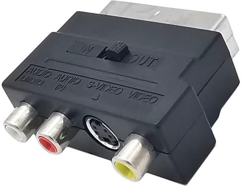VIVIWI Adattatore femmina da 21 pin a 3 RCA con pulsante on/off, per conversione scart, registratore video satellitare e altro ancora
