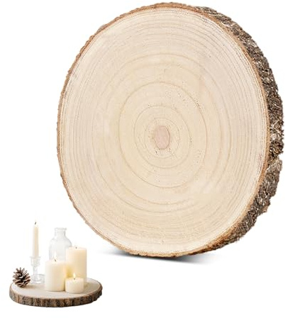 YushengTai Holzscheiben 30-35cm, Holzscheiben zum Basteln, Holzplatte Rund, Baumscheiben 30cm Deko, für Tafelaufsätze DIY-Hochzeitsdekorationen Aus Holz Gemälde Untersetzer & Basteln