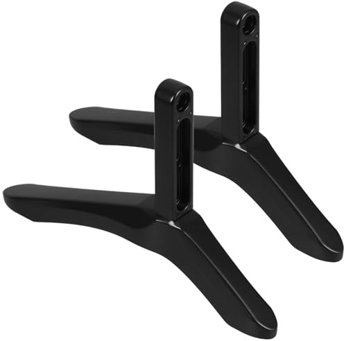 NOLITOY Support De Table TV Stable Et Sécurisé pour Téléviseur LED, Structure Triangulaire Robuste, Usage Bureau Et Maison, Fixation par Vis, Couleur Noire, Ensemble