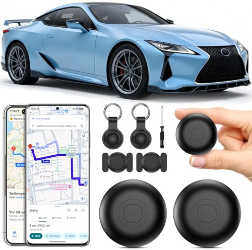 Localizador GPS para Coche, 2 PCS Air Tracker Android y iOS Localizador de Objetos Bluetooth, Magnético GPS Tracker Tag Rastreador Magnético Oculto para Coches Sin cuota mensual para Llaves,Cartera
