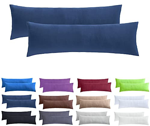 NatureMark 2er Set Jersey Kissenbezüge – Elastisch, weich, atmungsaktiv und hautfreundlich – Waschbare Kissenhülle - 80x80 – Navy Blau