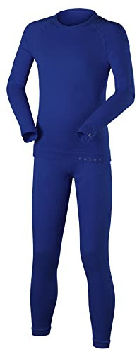FALKE Maximum Warm K Uw hilo funcional secado rápido 1 pieza, Juego de capas base Unisex niños, Azul Yve 6714, 170-176