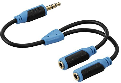 HAMA Audio-Splitter Super Soft 3,5mm Klinke - 2 Buchsen, Stereo, blau
