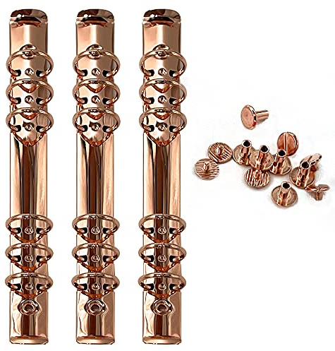 Performore 3 Pack of A5 Notebook Mechanism Replacement Kit, 20mm 6-Ring Metal Binder Mechanisms for Loose Leaf Notebook Planner Binding Accessories, Screws Included (Rose Gold)