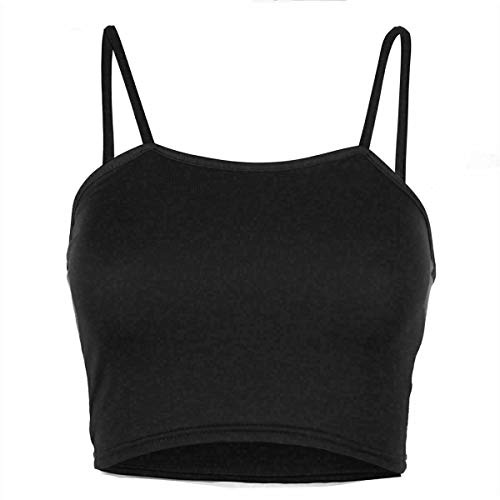 FAIRY BOUTIQUE Womens Strappy Sleeveless Ladies Bralet Crop Stretch Vest Top Yoga Crop Top Cami Bra Strappy Sports Bra (Black UK 8-10)