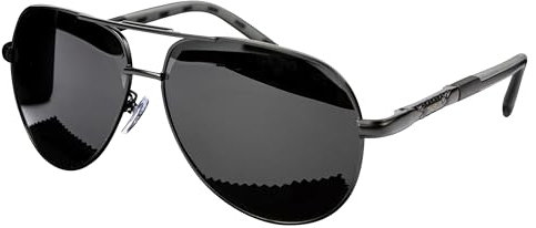 Olwen XXL Pilotenbrille für große Köpfe (polarisiert), extra groß, groß und hoch, XL + Gratis Hartschalenetui, Schwarz, 63