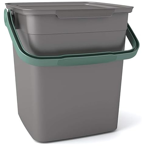 VIRSUS Pattumiera per compost da cucina 971, misura 25x23x26 cm, Capacità 9 Litri, Coperchio e Maniglia per il Trasporto, Cestino Secchiello Antiodori per umido spazzatura, Raccolta Differenziata