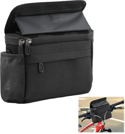 Granvoo Sacoches de vélo 4 l, étanche, panier de vélo avant avec adaptateur de guidon, écran tactile, bandoulière amovible pour tous les téléphones portables
