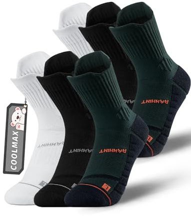 Rahhint Kids Running socks Coolmax Calcetines de Compresión Para Correr Para Niños con Soporte Para el Arco, Antiampollas, Transpirables y Cómodos Para Niños y Niñas (3 Pares)
