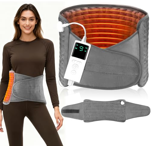 ITMNMNL Termoforo Elettrico 125x30cm Termoforo Lombare con 9 Livelli di Calore,4 Impostazioni di Tempo,Cuscino Termico Elettrico per Schiena Addome,Spegnimento Automatico Coperte comode