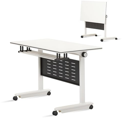 Hopfällbart konferensrumsbord, modernt stort mobilt mötesbord, rullande mötesbormobilt mötesbord, rullande mötesbord, rektangulärt mötesseminariebord, fliptop träningsbord för kontor, Classr