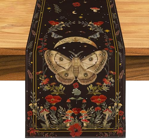 Camino Mesa Otoño, 183 x 33 cm Camino de Mesa Otoñal, Camino de Mesa de Flores, Camino de Mesa Moderno, Decoración de Mesa para Cocina, Hogar y Fiestas Navideñas