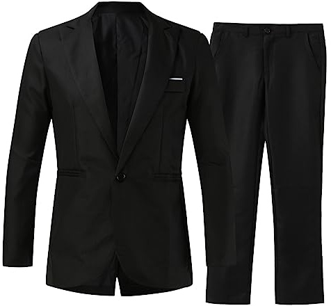 Traje elegante para hombre, con un botón, ajustado, para fiesta, camisa, pantalones, corbata, Negro, XL