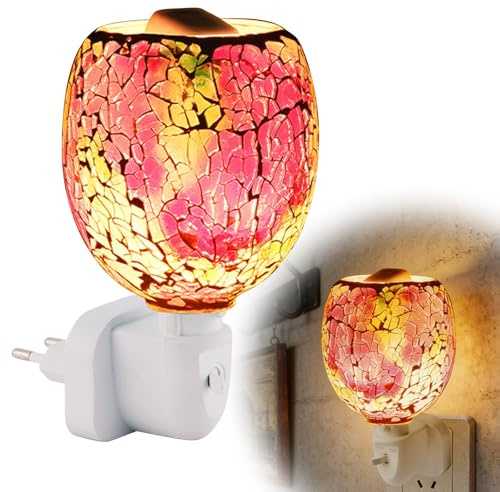 Lampada profumata elettrica plug-in, 220 V, lampada elettrica in vetro profumato, senza fumo, per casa, ufficio, camera da letto, spina europea, paralume rosa, luminosità regolabile