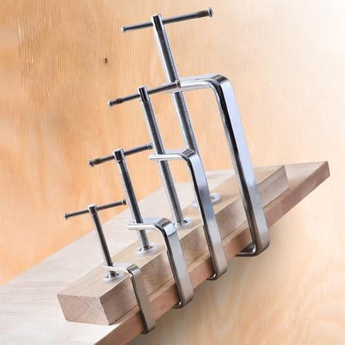 Firm Grip G Clamp for Wood and Plastic Clamping, Steel Carpentry Tool with Rubber Protection, Stable and Portable Fixture Suitable for Cutting, Drilling, and Fixing (B)