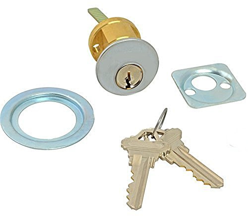 Pacific Doorware Detex Cylinder - Detex ECL230, ECL600, Secure Commercial Door Lock, Mortise Cylinder - Keyed Lock + Rim, Aluminum Silver