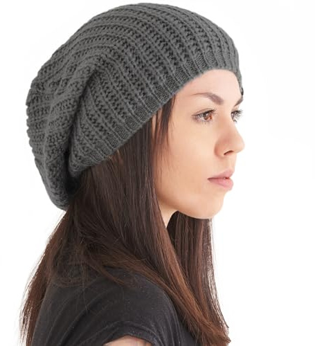 CHARM Berretto Invernale Uomo Lana - Cappello Donna Invernale Leggero Lungo Long Beanie Hipster Moda Giapponese Grigio