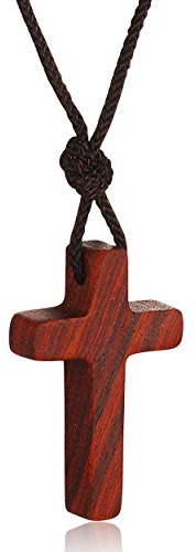 Rehoboth Sandalwood Wooden Cross Pendant Necklaces for Women Men Handcrafted Gift Wood Hang from Rearview Mirror Pendant Decoration