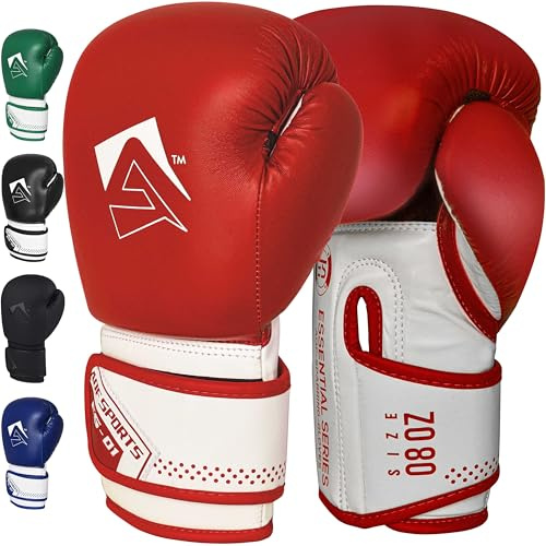 AQF Gant De Boxe Formation À La Boxe Gants MMA Gants De Boxe Homme & Femmes pour Kickboxing Combattre Muay Thai Et Sac De Boxe (Rouge, 16oz)